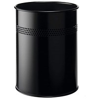 Durable Metal Waste Bin, 15 Litre, Black