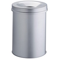 Durable Fire Extinguishing Metal Waste Bin, TUV Certified, 30L, Grey Durable Fire Extinguishing Metal Waste Bin, TUV Certified, 30L, Grey