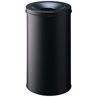 Durable Metal Waste Bin with Fire Extinguishing Lid, 60 Litre, Black Durable Metal Waste Bin with Fire Extinguishing Lid, 60 Litre, Black