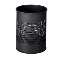 Durable Round Metal Perforated Waste Bin, Scratch Resistant Steel, 15 Litres, Charcoal Grey