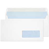 Blake Everyday Envelopes DL White Wallet Right-Hand Window Peel and Seal 100gsm 110x220mm (Pack 500) -