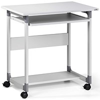 Durable System Adjustable Mobile PC Workstation Trolley, 750mm Wide, Grey