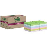 Post-it Super Sticky Recycled Notes, 47.6 x 47.6, Assorted, Pack of 12 x 70 Notes