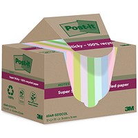 Post-it Super Sticky Recycled Notes, 76 x 76mm, Assorted, Pack of 12 x 70 Notes