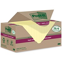 Post-it Super Sticky Recycled Notes Value Pack, 76 x 76mm, Yellow, Pack of 18 x 70 Notes Post-it Super Sticky Recycled Notes Value Pack, 76 x 76mm, Yellow, Pack of 18 x 70 Notes