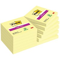 Post-it Super Sticky Notes, 76 x 76mm, Yellow, Pack of 12 x 90 Notes