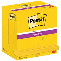 Post-it Super Sticky Notes Display Pack, 76 x 127mm, Ultra Yellow, Pack of 12 x 90 Notes