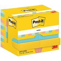 Post-it Notes Display Pack, 38 x 51mm, Beachside, Pack of 12 x 100 Notes