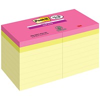 Post-It Super Sticky Notes, 76x76mm, Yellow, Pack of 14 + 4 Colour Pads