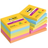 Post-it Super Sticky Notes, 76 x 76mm, Rio, Pack of 12 x 90 Notes