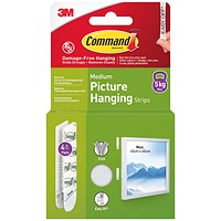 Command Picture Hanging Strips 4 Pairs Medium White (Pack of 8)