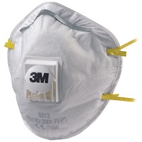 3M 8812 FFP1 Valved Mask, White, Pack of 10