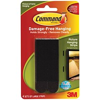 Command Picture Hanging Strips, Large, Black, Pack of 4