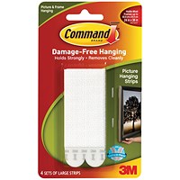 Command Picture Hanging Strips, Large, White, Pack of 4