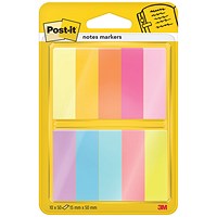 Post-It Notes Markers 50 Sheets 15x50mm Assorted Colours (Pack of 10) 7100234524