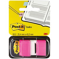 Post-it Index Flags, Bright Pink, Pack of 12 x 50