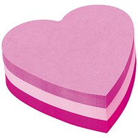 Post-it Heart Shaped Notes, 70 x 70mm, Pink, Pack of 12 x 225 Notes