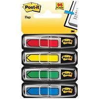 Post-it Index Repositionable Arrows, 12 x 43mm, Assorted, Pack of 96(24 of each colour)