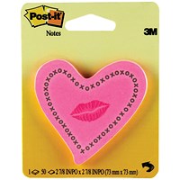Post-it Notes Hearts with Neon Lips Pink 50 Sheets 6370-HTL