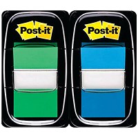 Post-it Index Tabs Dispenser with Blue and Green Tabs, 25 x 43mm, Pack of 2(100 Flags in total)