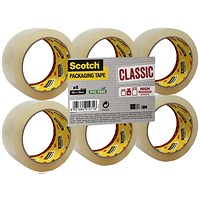 Scotch Classic Packaging Tape, 50mmx66m, Clear, Pack of 6