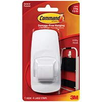 Command Adhesive Jumbo Hook with Command Strips