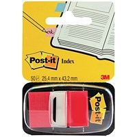 Post-it Index Tab Dispenser, 25 x 43mm, Includes 50 Red Tabs