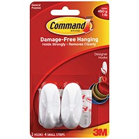 Command Oval Adhesive Hooks, Small, Pack of 2