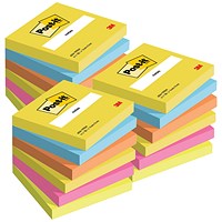 Post-it Energetic Palette Colour Notes, 76 x 76mm, Rainbow Colours, Pack of 6 x 100 Notes - 3 Pack Saver Bundle