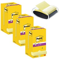 Post-It Super Sticky Z-Notes 76x76mm 90 Sheet Yellow (Pack of 12) Buy 3 + FOC Dispenser