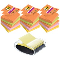 Post-it Super Sticky Z-Notes, 76 x 76mm, Boost, Pack of 5 x 90 Z-Notes - Buy 3 Get Free Dispenser