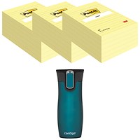 Post-it Notes Feint Ruled, 102 x 152mm, Yellow, Pack of 6 x 100 Notes - Buy 3 Get Free Travel Mug Post-it Notes Feint Ruled, 102 x 152mm, Yellow, Pack of 6 x 100 Notes - Buy 3 Get Free Travel Mug