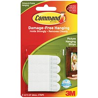 Command Picture Hanging Strips, Small, White, Pack of 4