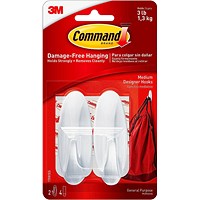 Command Oval Adhesive Hooks, Medium, Pack of 2