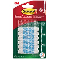 Command Decoration Clips with Water Resistant Strips - Clear - Pack of 20