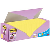 Post-it Super Sticky Notes, 76 x 76mm, Yellow, Pack of 24 x 90 Notes