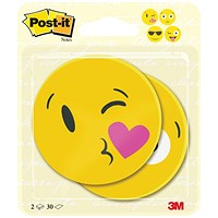 Post-it Emoji Shaped Notes, 70 x 70mm, Yellow, Pack of 2 x 30 Notes