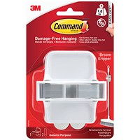 Command Broom Gripper With Command Adhesive Strips, White Command Broom Gripper With Command Adhesive Strips, White