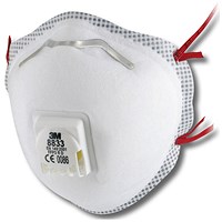 3M 8833 FFP3V Valved Mask, White, Pack of 10