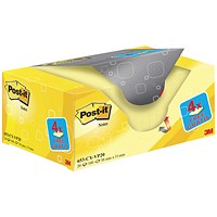 Post-it Canary Yellow Notes Value Pack, 38x51mm, 100 Notes per Pad, Pack of 20