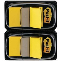 Post-it Index Tabs Dispenser with Yellow Tabs, 25 x 43mm, Pack of 2(100 Flags in total)