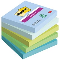 Post-it Super Sticky Notes, 76 x 76mm, Oasis, Pack of 5 x 90 Notes