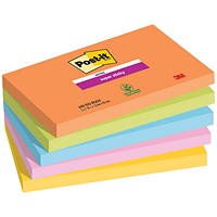 Post-it Notes, 76 x 127mm, Boost, Pack of 5 x 90 Notes