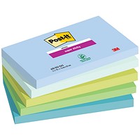 Post-it Super Sticky Notes, 76 x 127mm, Oasis, Pack of 5 x 90 Notes