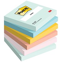 Post-it Notes, 76 x 76mm, Beachside, Pack of 6 x 100 Notes