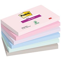 Post-it Super Sticky Notes, 76 x 127mm, Soulful, Pack of 6 x 90 Notes