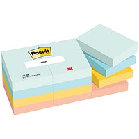 Post-it Notes, 38 x 51mm, Beachside, Pack of 12 x 100 Notes