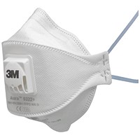 3M Aura 9322+ FFP2V Fold-Flat Valved Mask, White, Pack of 10