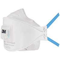 3M 9322+Gen3 Aura FFP2V Fold-Flat Valved Mask, White, Pack of 10