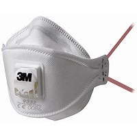 3M Aura 9332+ FFP3V Valved Mask, White, Pack of 5